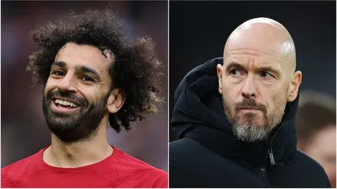 Mohamed Salah of Liverpool and Erik ten Hag of Manchester United