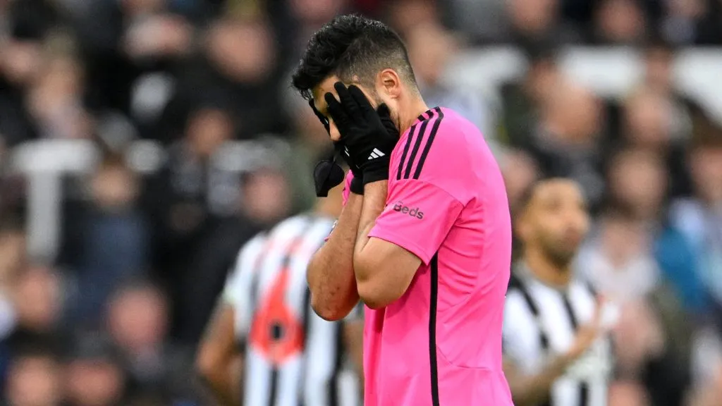 Raul Jimenez after seeing the red card against Newcastle