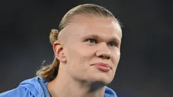 Erling Haaland looks on during a Manchester City.