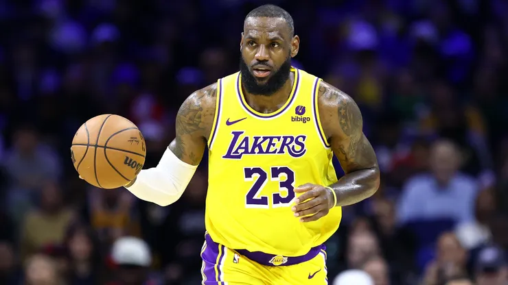 LeBron James dribbling.