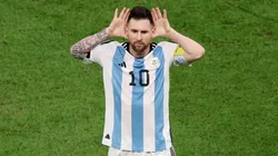 Lionel Messi of Argentina celebrates after scoring the team's second goal during the FIFA World Cup Qatar 2022 quarter final match between Netherlands and Argentina.