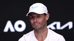 Rafael Nadal speaks during a press conference.