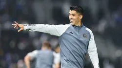 Luis Suarez of Inter Miami reacts during the warm up prior to the Riyadh Season Cup match between Al Hilal and Inter Miami at Kingdom Arena on January 29, 2024 in Riyadh, Saudi Arabia.