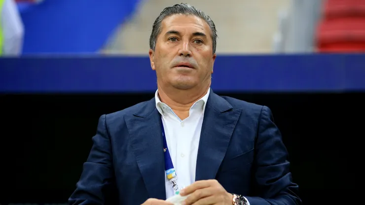 Nigeria coach Jose Peseiro looks on from the dugout.
