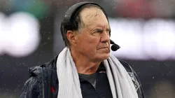 New England Patriots head coach Bill Belichick looks on during the game against the Philadelphia Eagles at Gillette Stadium on September 10, 2023 in Foxborough, Massachusetts.