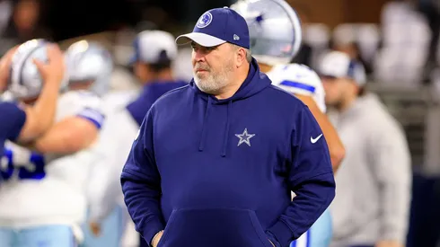 Head coach Mike McCarthy of the Dallas Cowboys watches action prior to the NFC Wild Card Playoff game against the Green Bay Packers at AT&T Stadium on January 14, 2024 in Arlington, Texas.