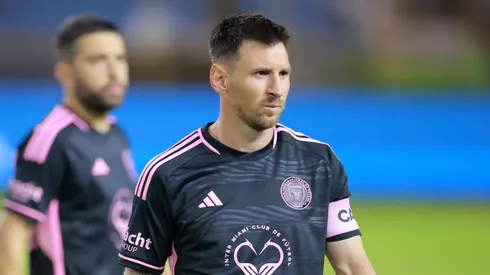 Lionel Messi of Inter Miami FC looks on prior a friendly match between El Salvador and Inter Miami at Cuscatlan Stadium on January 19, 2024 in San Salvador, El Salvador.
