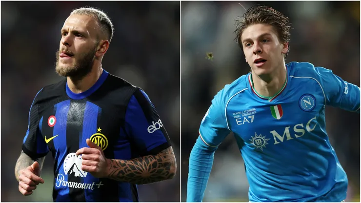 Federico Dimarco of FC Internazionale and Alessio Zerbin of SSC Napoli