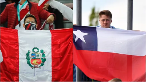 Fans with flags of Peru and Chile