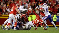 Patrick Mahomes #15 of the Kansas City Chiefs looks to pass in the fourth quarter against the Buffalo Bills