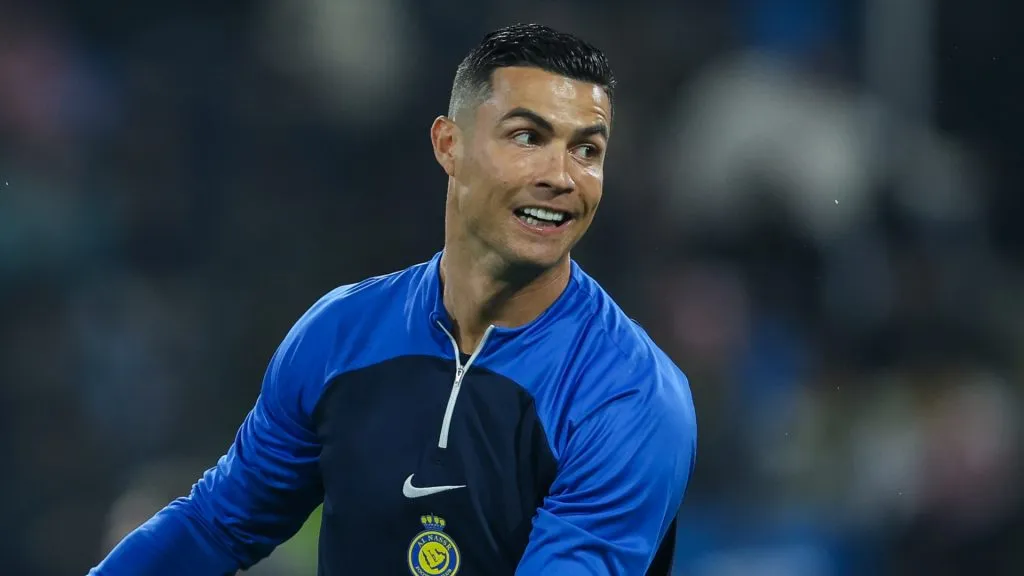 Cristiano Ronaldo warms up prior to an Al-Nassr game.