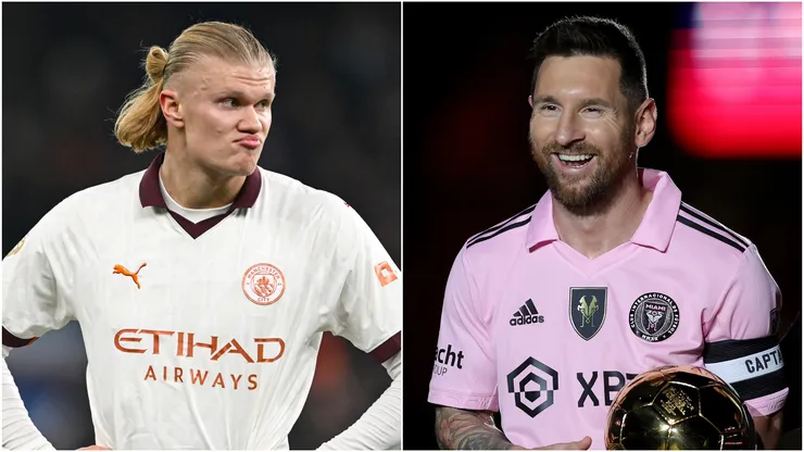 Erling Haaland (left) and Lionel Messi.