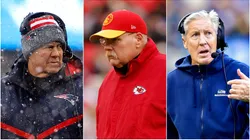 Bill Belichick (left), Andy Reid (c) and Pete Carroll.