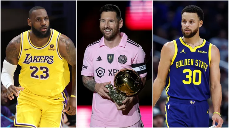 LeBron James (left), Lionel Messi (c), and Stephen Curry.