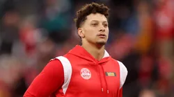 Patrick Mahomes #15 of the Kansas City Chiefs looks on during his warm up prior to the NFL match between Miami Dolphins and Kansas City Chiefs at Deutsche Bank Park on November 05, 2023 in Frankfurt am Main, Germany.