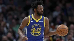 Andrew Wiggins dribbling a basketball.