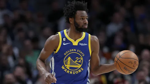 Andrew Wiggins dribbling a basketball.