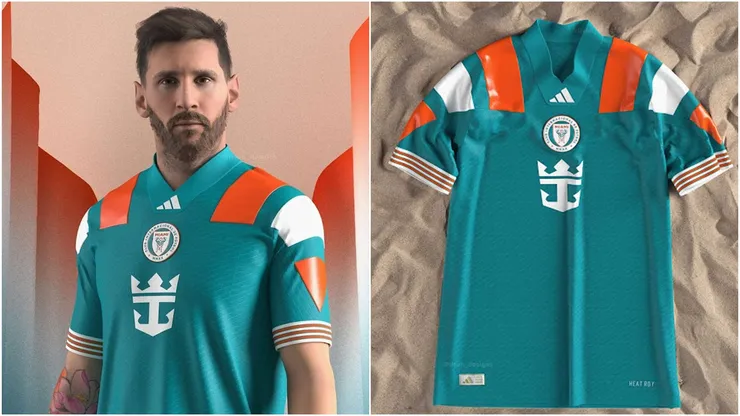 Inter Miami's jersey designs of Lionel Messi with Dolphins on social media