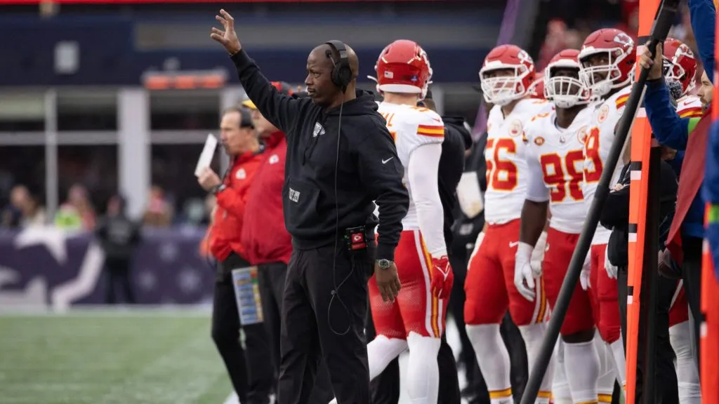 Dave Merritt during a game between the New England Patriots and the Kansas City Chiefs on December 17, 2023, at Gillette Stadium in Foxborough, Massachusetts.