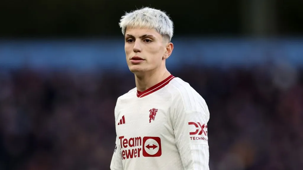Alejandro Garnacho of Manchester United during the Premier League match between Aston Villa and Manchester United at Villa Park on February 11, 2024 in Birmingham, England.