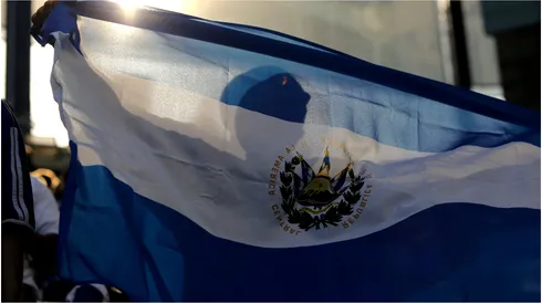El Salvador fan waves a flag