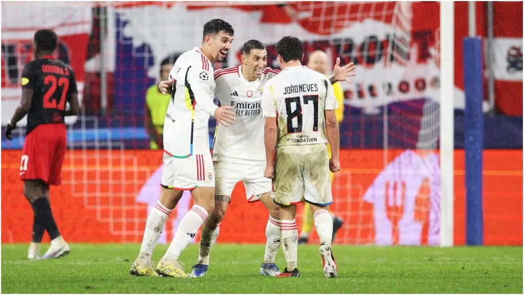 Angel Di Maria of SL Benfica reacts with teammates – Adam Pretty/Getty Images