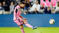 Lionel Messi #10 of Inter Miami kicks the ball during the first half against Real Salt Lake at Chase Stadium on February 21, 2024 in Fort Lauderdale, Florida.