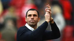 Gustavo Poyet the Sunderland manager celebrates his team's 1-0 victory during the Barclays Premier League match between Manchester United and Sunderland at Old Trafford on May 3, 2014 in Manchester, England. (Photo by Shaun Botterill/Getty Images)