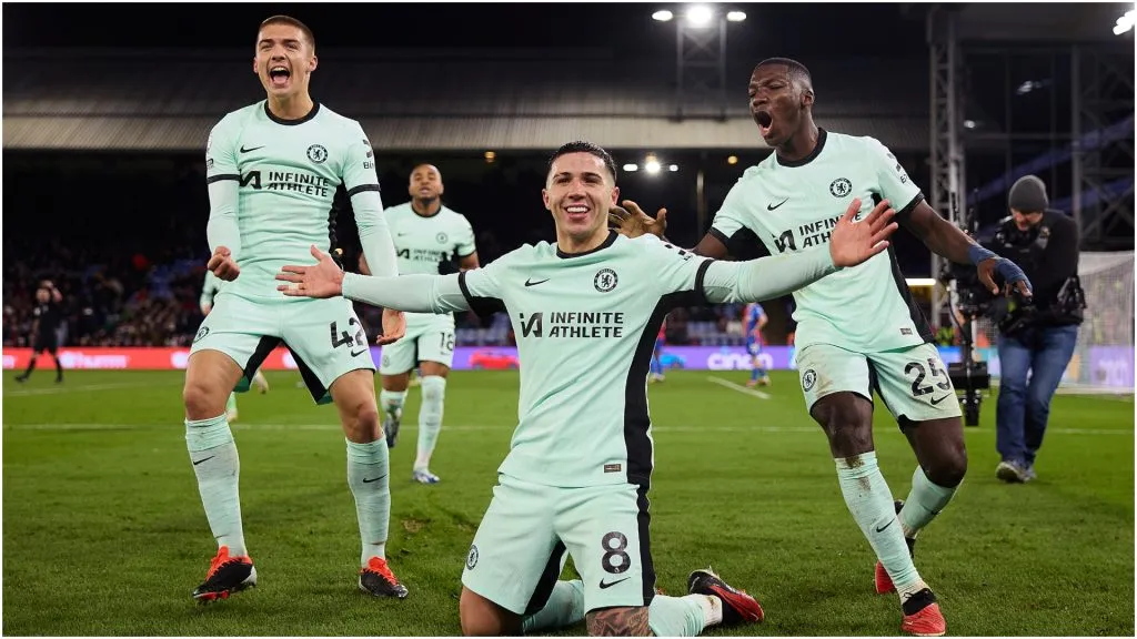 Enzo Fernandez of Chelsea celebrates scoring – Julian Finney/Getty Images