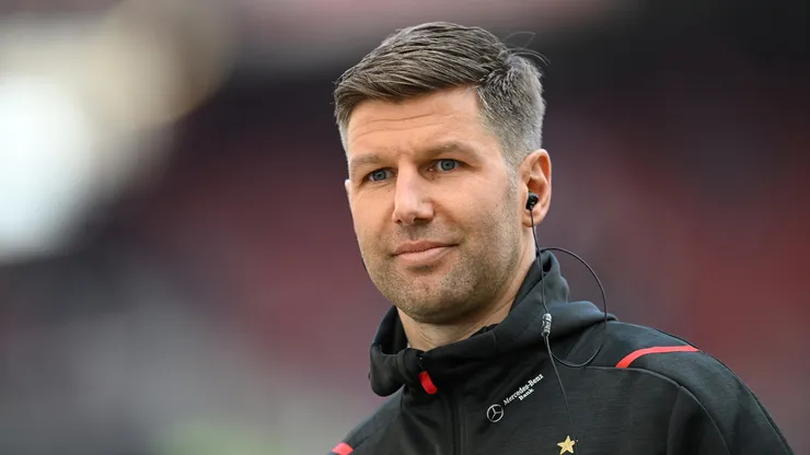 Thomas Hitzlsperger, former CEO of VfB Stuttgart looks on prior to the Bundesliga match between VfB Stuttgart and FC Augsburg at Mercedes-Benz Arena on March 19, 2022 in Stuttgart, Germany.