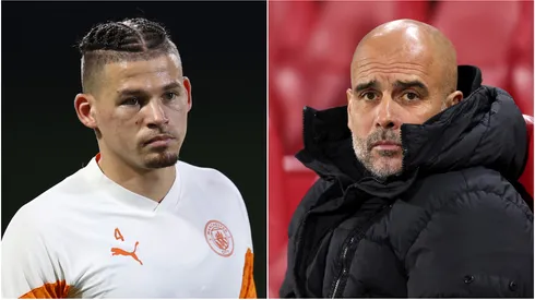 Kalvin Phillips (left) and Pep Guardiola