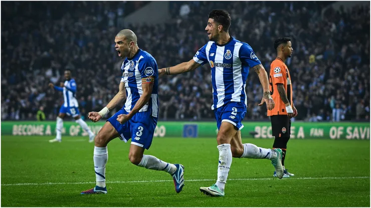 Pepe of FC Porto celebrates scoring