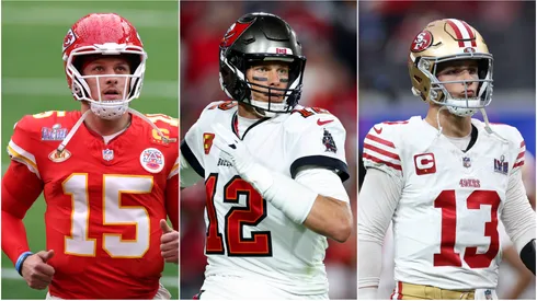 Patrick Mahomes, Tom Brady and Brock Purdy