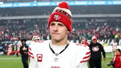 Brock Purdy #13 of the San Francisco 49ers walks on the field after a win over the Philadelphia Eagles at Lincoln Financial Field on December 03, 2023 in Philadelphia, Pennsylvania.