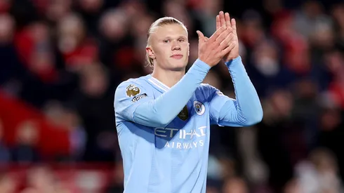 Erling Haaland of Manchester City applauds the fans as he leaves the field whilst being replaced by substitute Mateo Kovacic (not pictured) during the Premier League match between Brentford FC and Manchester City at Brentford Community Stadium on February 05, 2024 in Brentford, England.