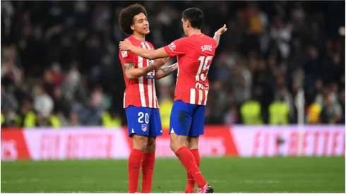 Axel Witsel and Stefan Savic of Atletico Madrid