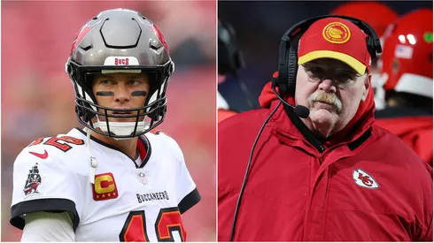 Tom Brady (left) and Andy Reid.
