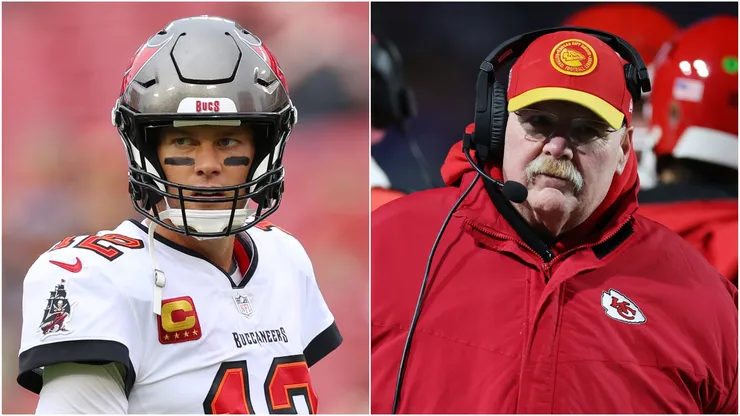 Tom Brady (left) and Andy Reid.