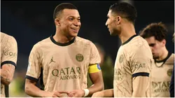 Kylian Mbappe and Achraf Hakimi of PSG
