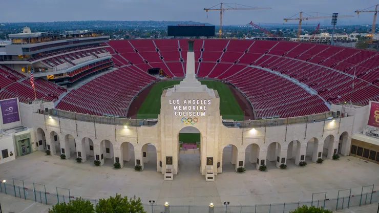 General view of the Los Angeles Memorial Coliseum.