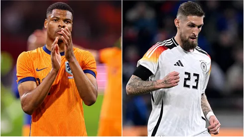 Denzel Dumfries of Netherlands (L) and Robert Andrich of Germany (R)