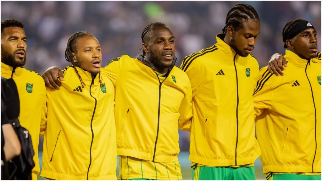 Michail Antonio (18 Jamaica) sings the Jamaican National Anthem β IMAGO / Sports Press Photo