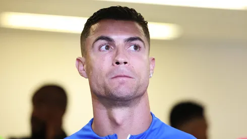 Cristiano Ronaldo of Al Nassr looks on prior to the Saudi Pro League match between Al-Ahli SFC and Al-Nassr at King Abdullah Sports City on March 15, 2024 in Jeddah, Saudi Arabia.