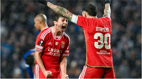 Joao Neves and Nicolas Otamendi of Benfica