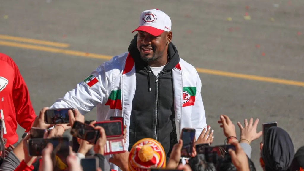 Chris Jones celebrating the Chiefs 2024 Super Bowl win.