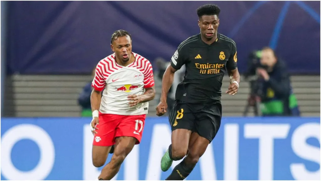 Lois Openda of RB Leipzig (L) andAurelien Tchouameni of Real Madrid (R) – IMAGO / SOPA Images