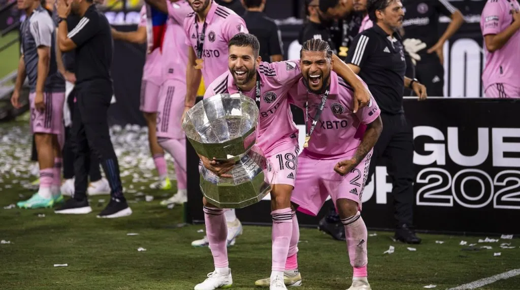 Leagues Cup 2023 Nashville (USA) vs Inter de Miami (USA) Final Jordi Alba and DeAndre Yedlin Players of Inter de Miami Champions during the game Nashville vs Inter de Miami, corresponding to the Great Final of the Leagues Cup 2023, at Geodis Park Stadium, on August 19, 2023.