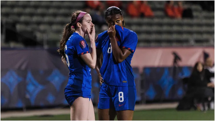 Rose Lavelle and Jsadyn Shaw of the United States