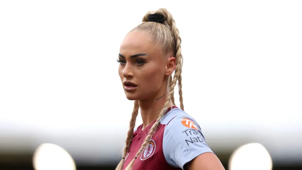Alisha Lehmann of Aston Villa looks on during the Barclays Women´s Super League match between Tottenham Hotspur and Aston Villa at Brisbane Road on February 18, 2024 in London, England.
