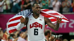 LONDON, ENGLAND - AUGUST 12: LeBron James #6 of the United States celebrates after the Men's Basketball gold medal game between the United States and Spain on Day 16 of the London 2012 Olympics Games at North Greenwich Arena on August 12, 2012 in London, England.